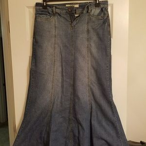Floor length jean skirt